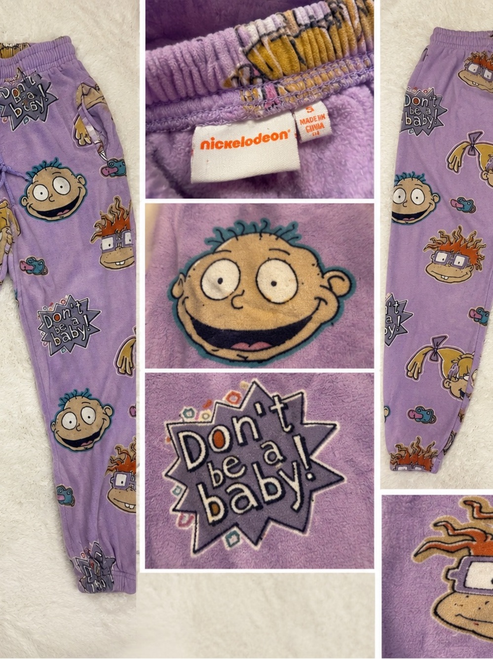Nickelodeon Purple Rugrats 'Don't Be A Baby' Fleece Pants